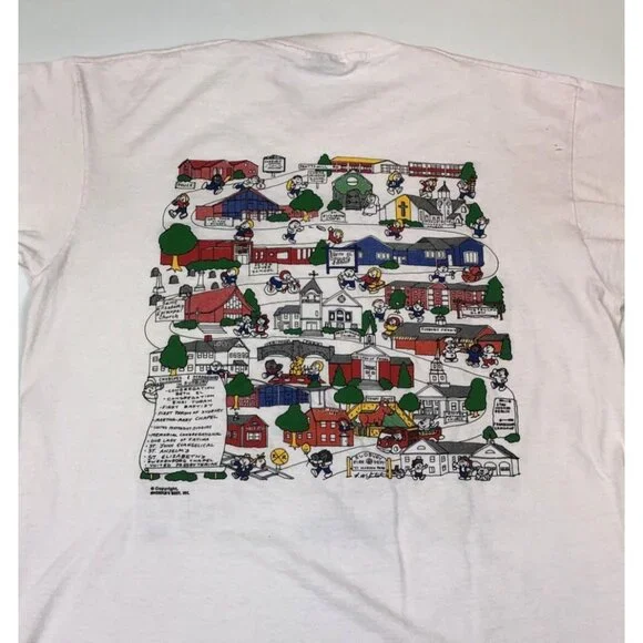 Vintage Sudbury Massachusetts Cartoon Town Americas Best Screen Stars T-Shirt - Picture 8 of 14